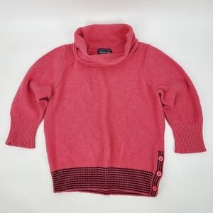 Patagonia Lambswool Cowl Turtleneck Sweater Pink Knit Stripe Small